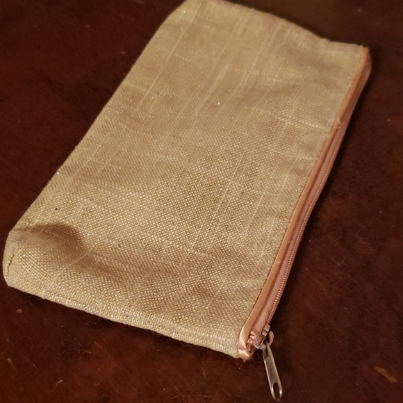 unbranded Handbags - Linen & Sparkle Zip  Pouch Cosmetic Bag